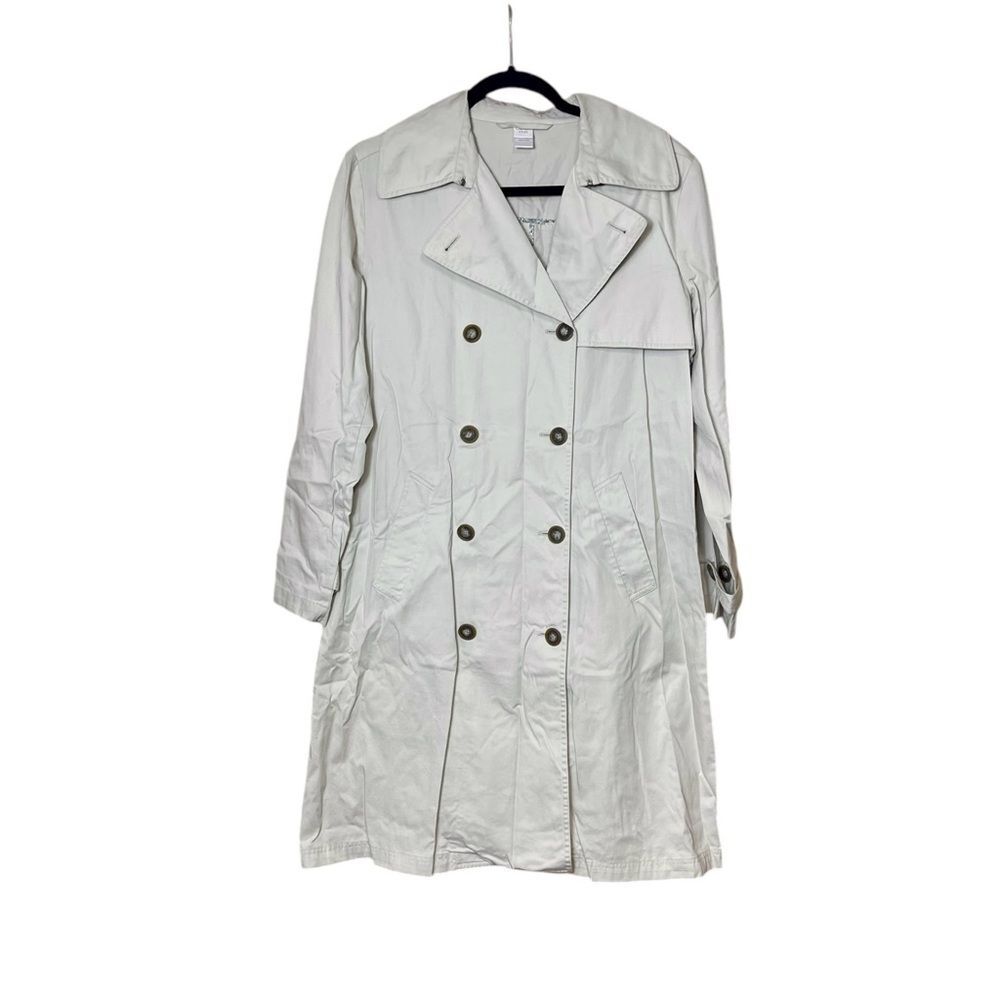 Garnet Hill Women’s 100% Cotton Beige Peacoat Double Button Jacket Size Small